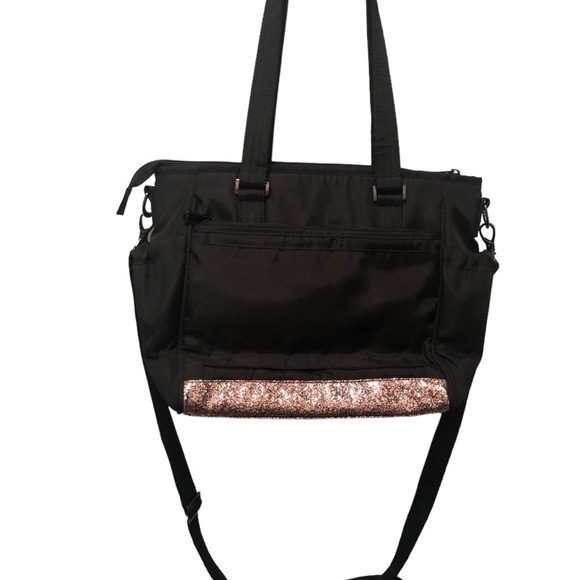 LUG Promenade Nylon Crossbody Bag Black 11X9 Diaper Travel Personal Bag Pockets - Picture 5 of 11